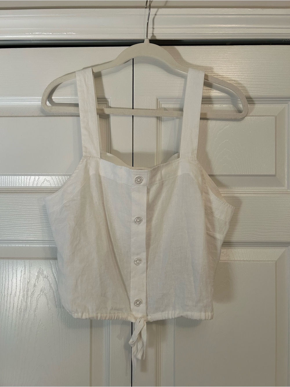 a new day White Button-Front Tie Hem Crop Tank
